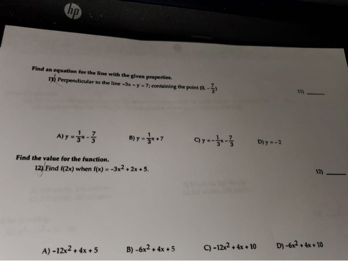 Solved Find an equation for the line with the given | Chegg.com