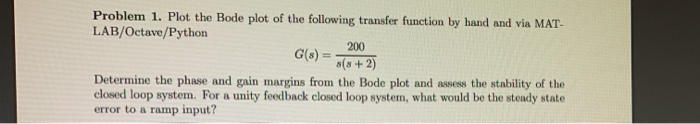 Solved Problem 1. Plot the Bode plot of the following | Chegg.com
