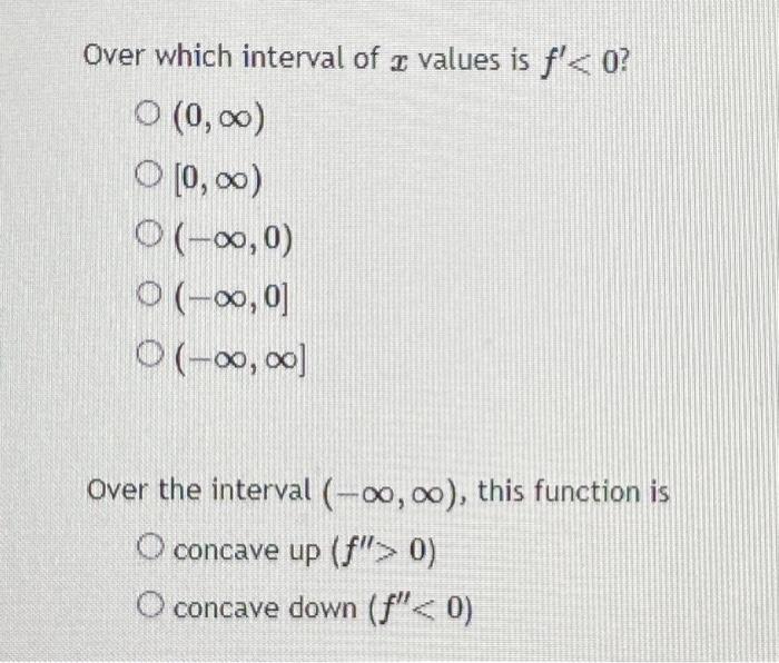 Solved Below is the function f(x). Over which interval of x | Chegg.com