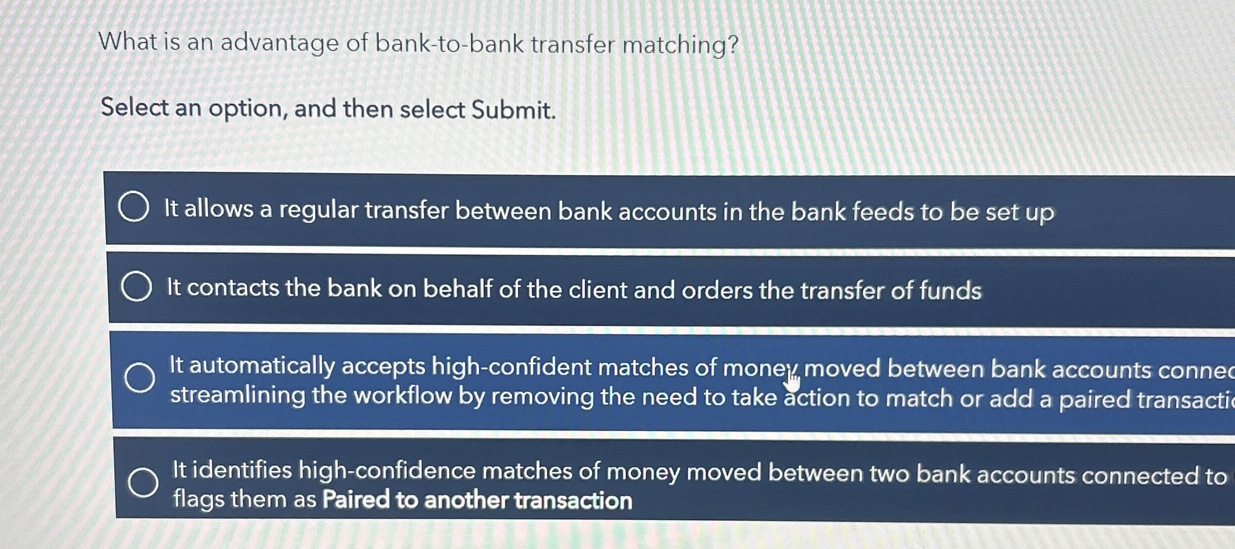 Solved What is an advantage of bank-to-bank transfer | Chegg.com