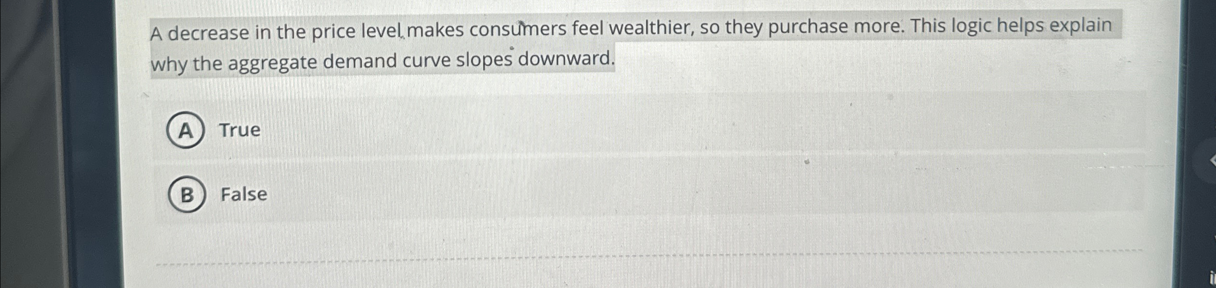 Solved A decrease in the price level makes consummers feel | Chegg.com