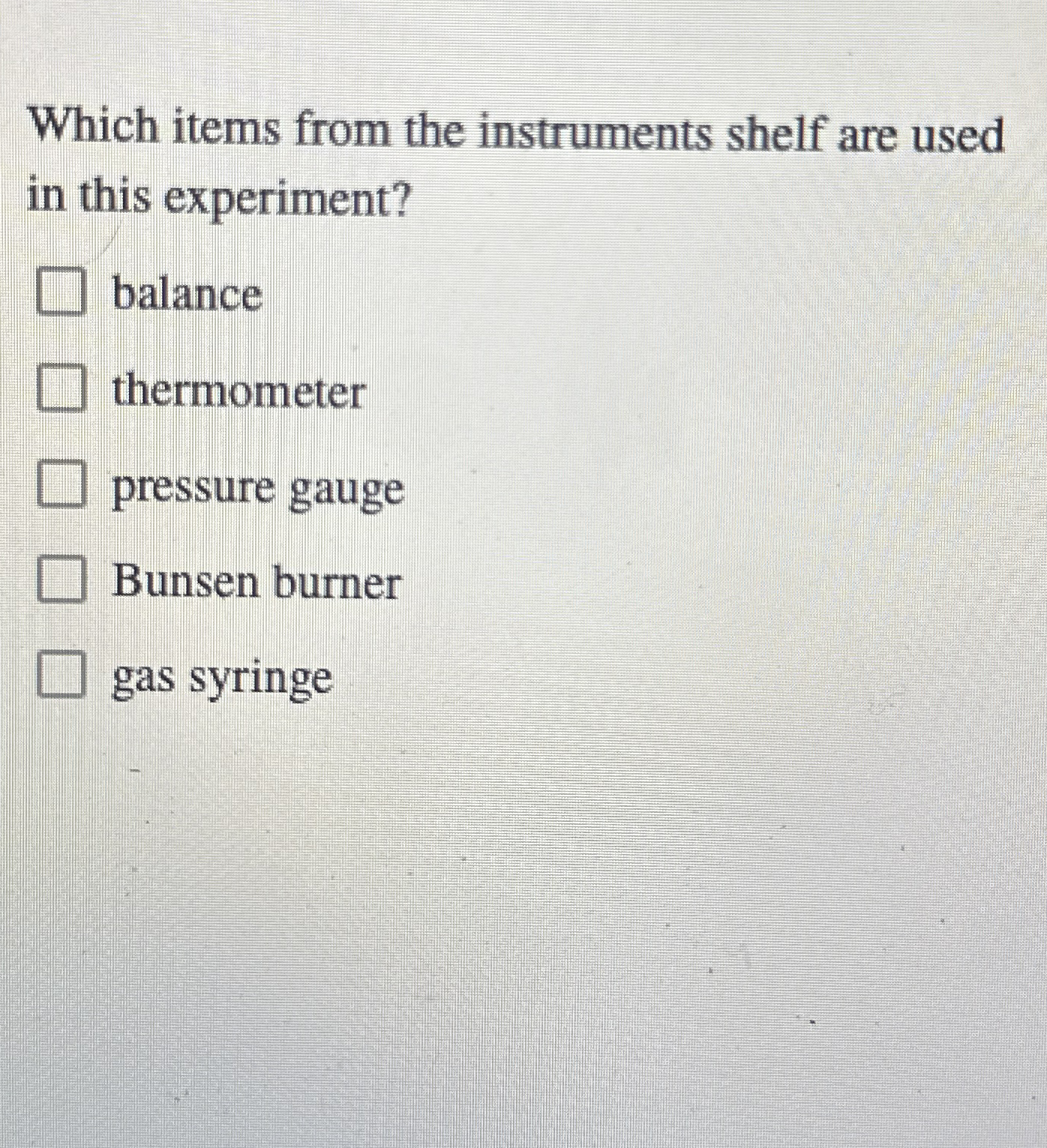 Solved Which items from the instruments shelf are usedin