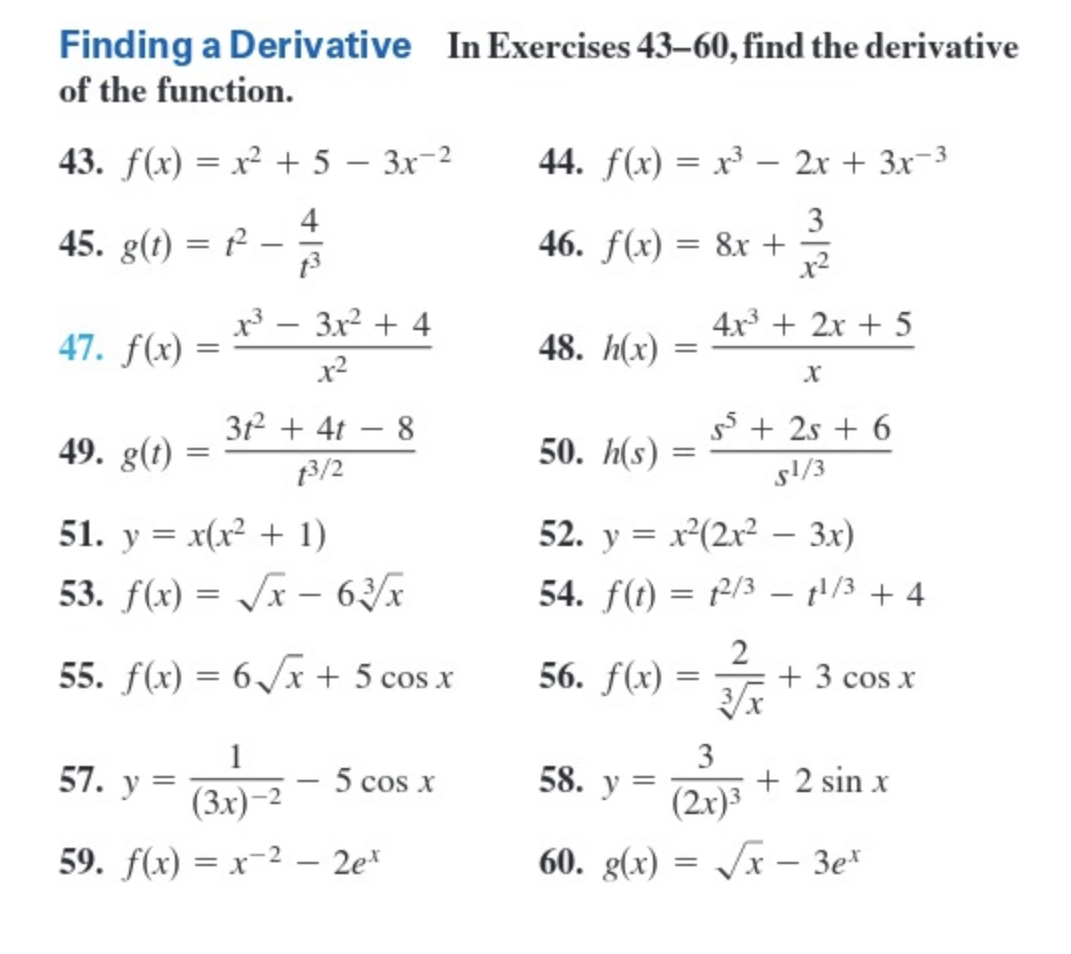 Solved Finding a Derivative In Exercises 43-60, ﻿find the | Chegg.com
