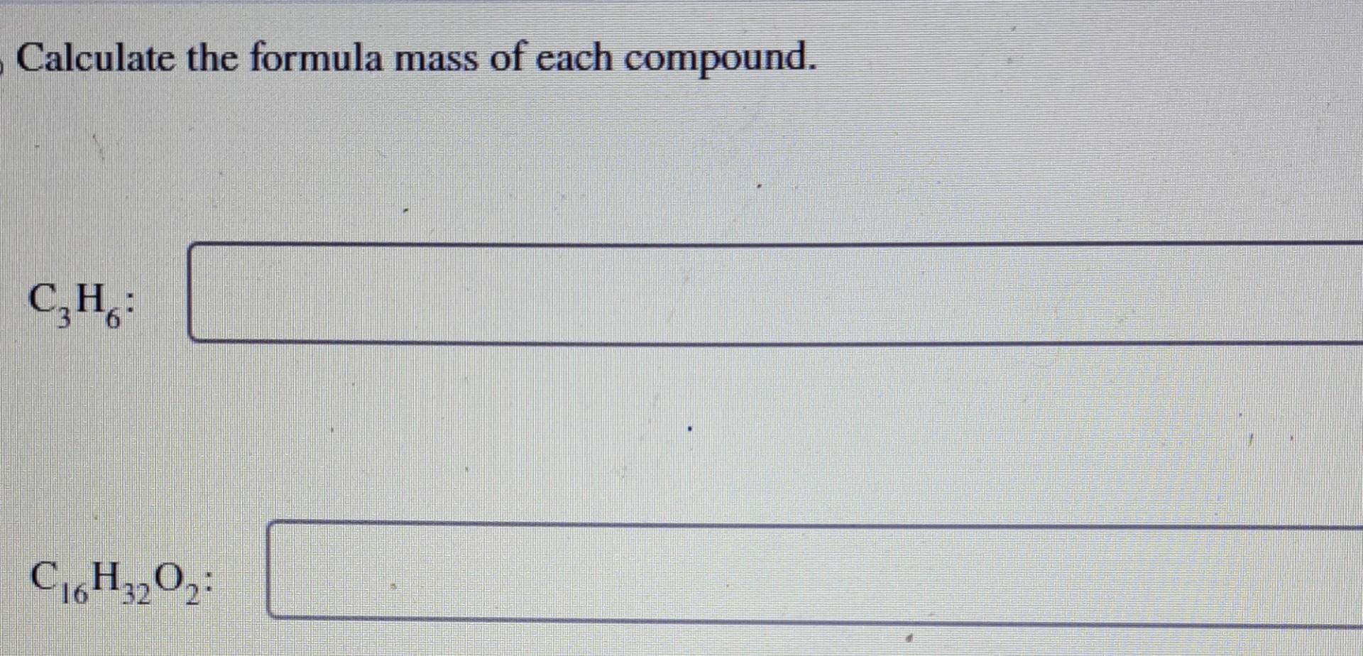 Solved Calculate the formula mass of each compound.