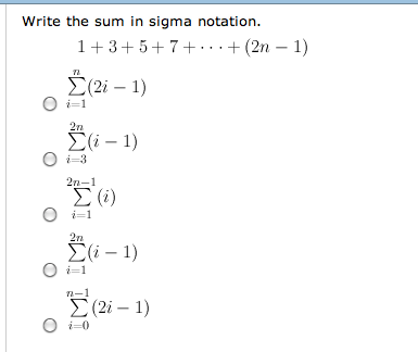 Solved Write The Sum In Sigma Notation 1 3 5 7 Chegg Com