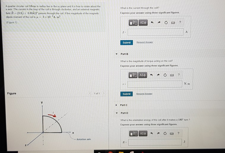 Solved A quarter circular coil 18cm in radius lies in the xy | Chegg.com