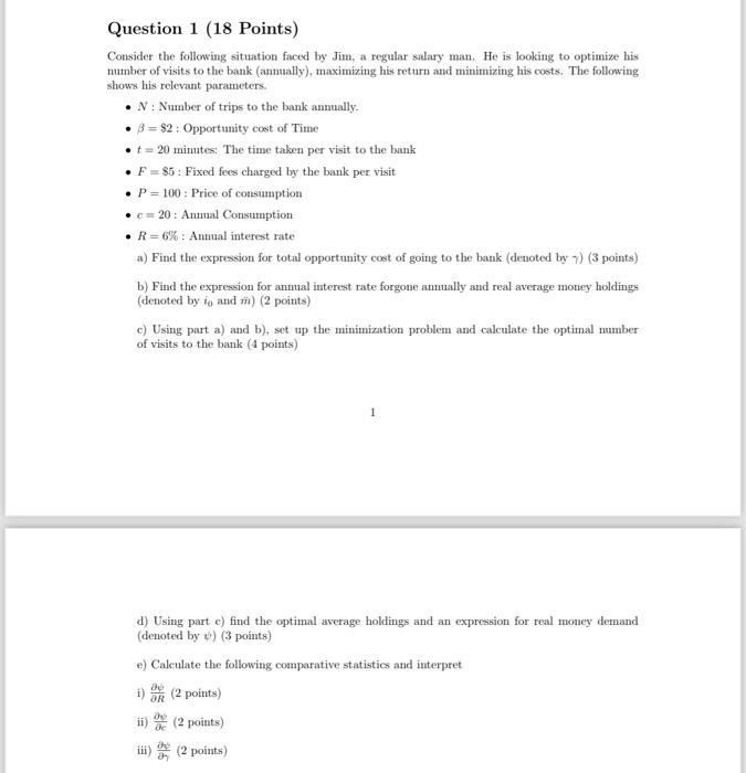 Solved Question 1 (18 Points) Consider the following | Chegg.com