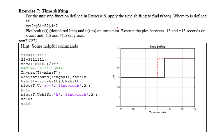 Solved Exercise 7 Time Shifting For The Unit Step Function Chegg Solved Exercise 7 Time Shifting For The Unit Step Function Chegg