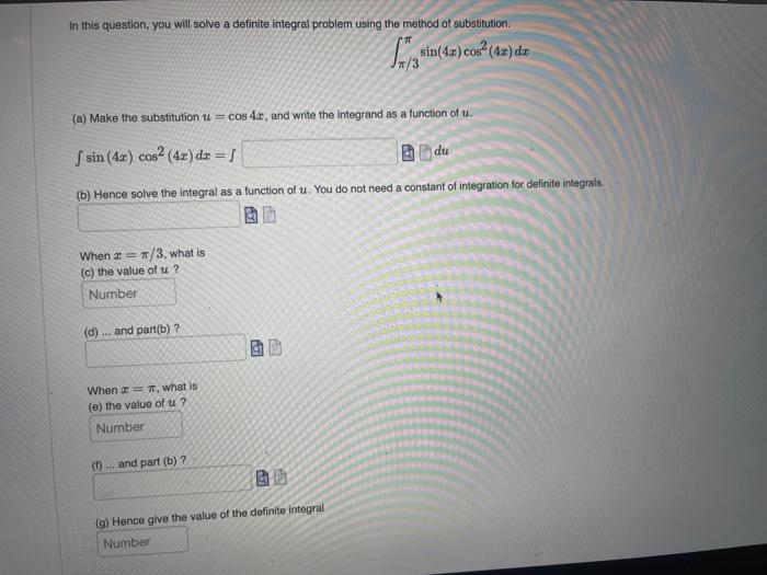 Solved In this question, you will solve a definite integral | Chegg.com