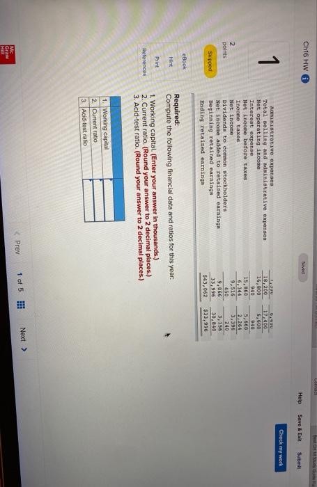 Solved Ch16 HW Help Save & Exit Submit Check my work 1 2 | Chegg.com