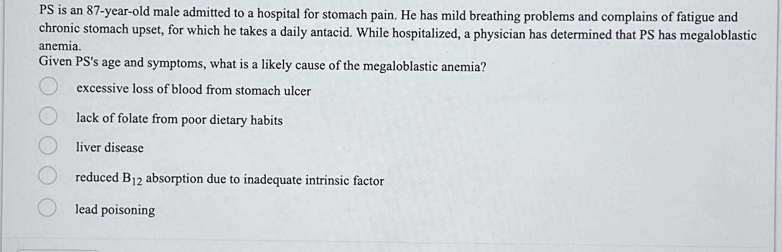 Solved PS is an 87-year-old male admitted to a hospital for | Chegg.com