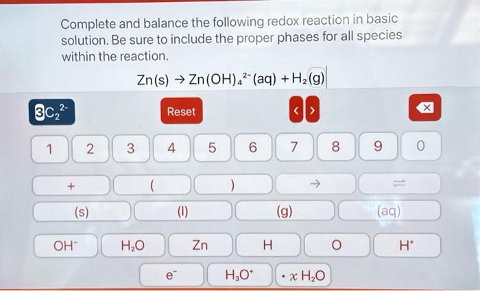 Solved Complete And Balance The Following Redox Reaction In | Chegg.com