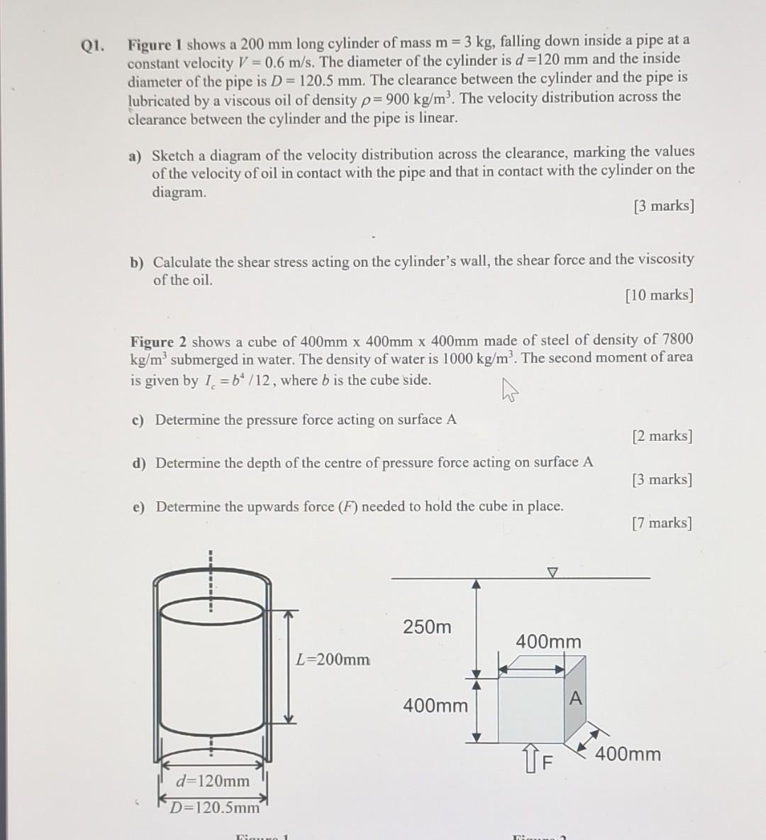 Solved Figure 1 shows a 200 mm long cylinder of mass m=3 kg, | Chegg.com