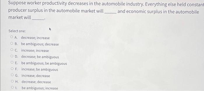 Solved Suppose worker productivity decreases in the | Chegg.com