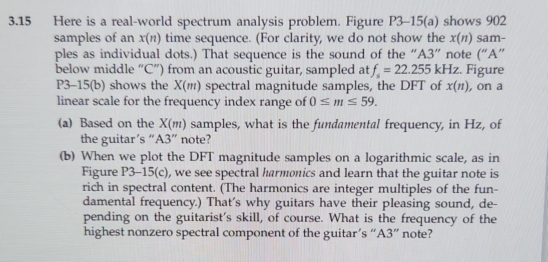 Solved 3.15 Here is a real-world spectrum analysis problem. | Chegg.com