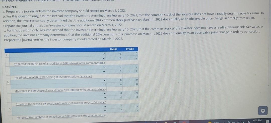 Solved Reporting a Change to the Equity Method Assume an | Chegg.com