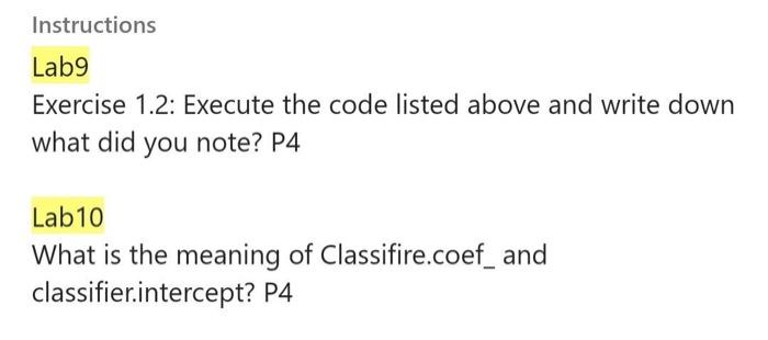 Solved Instructions Lab9 Exercise 1.2: Execute the code | Chegg.com