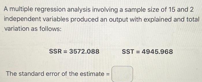 Solved In a simple linear regression analysis involving 33 | Chegg.com