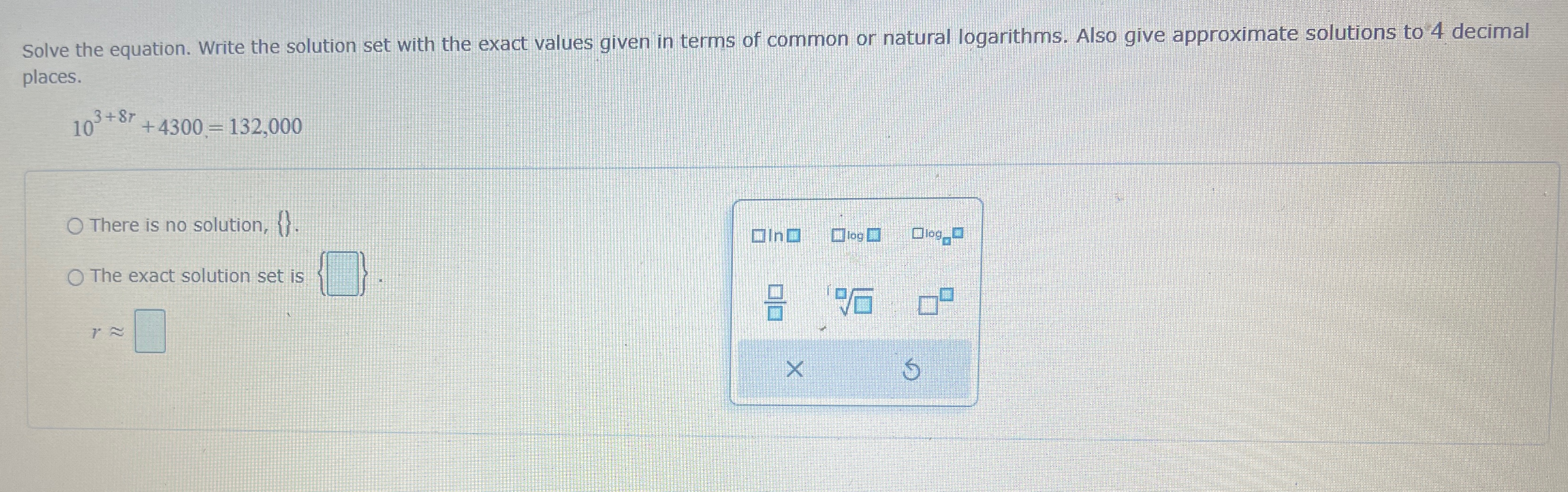 Solved Solve the equation. Write the solution set with the | Chegg.com