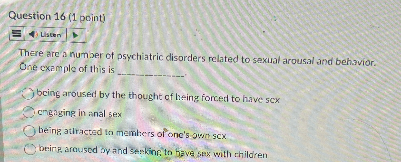 Solved Question 16 (1 ﻿point)There are a number of | Chegg.com