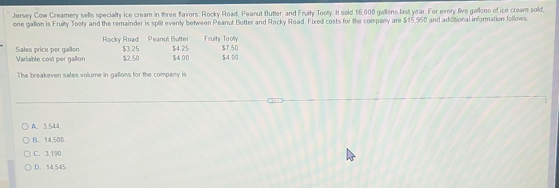 Solved Jersey Cow Creamery sells specialty ice cream in