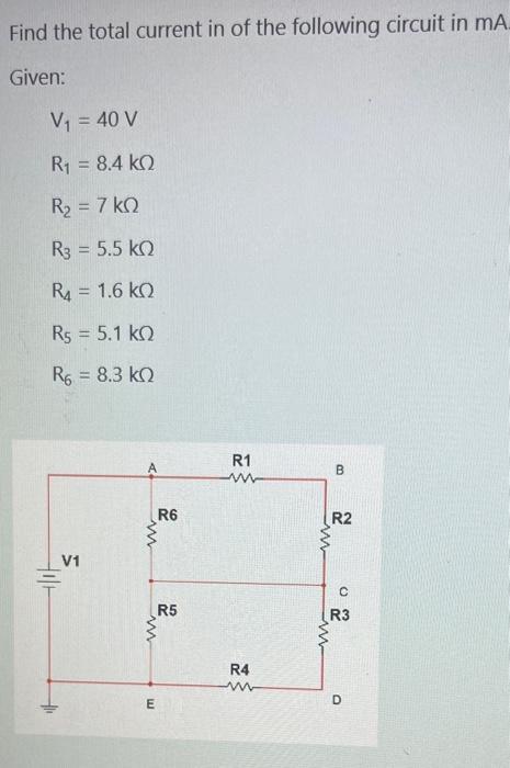 Solved Find the total current in of the following circuit in | Chegg.com