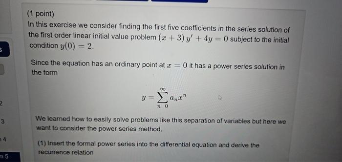Solved (1 point) In this exercise we consider finding the | Chegg.com