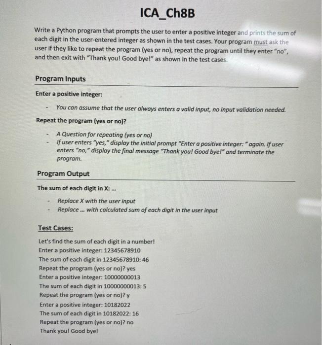 Solved ICA_Ch8B Write a Python program that prompts the user | Chegg.com