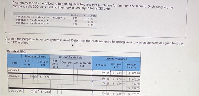 Solved A company reports the following beginning inventory | Chegg.com