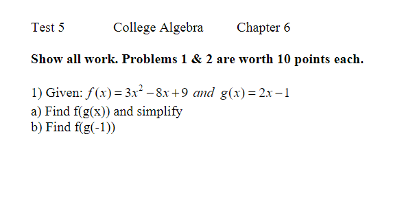 Solved Show all work. Problems 1&2 ﻿are worth 10 ﻿points | Chegg.com