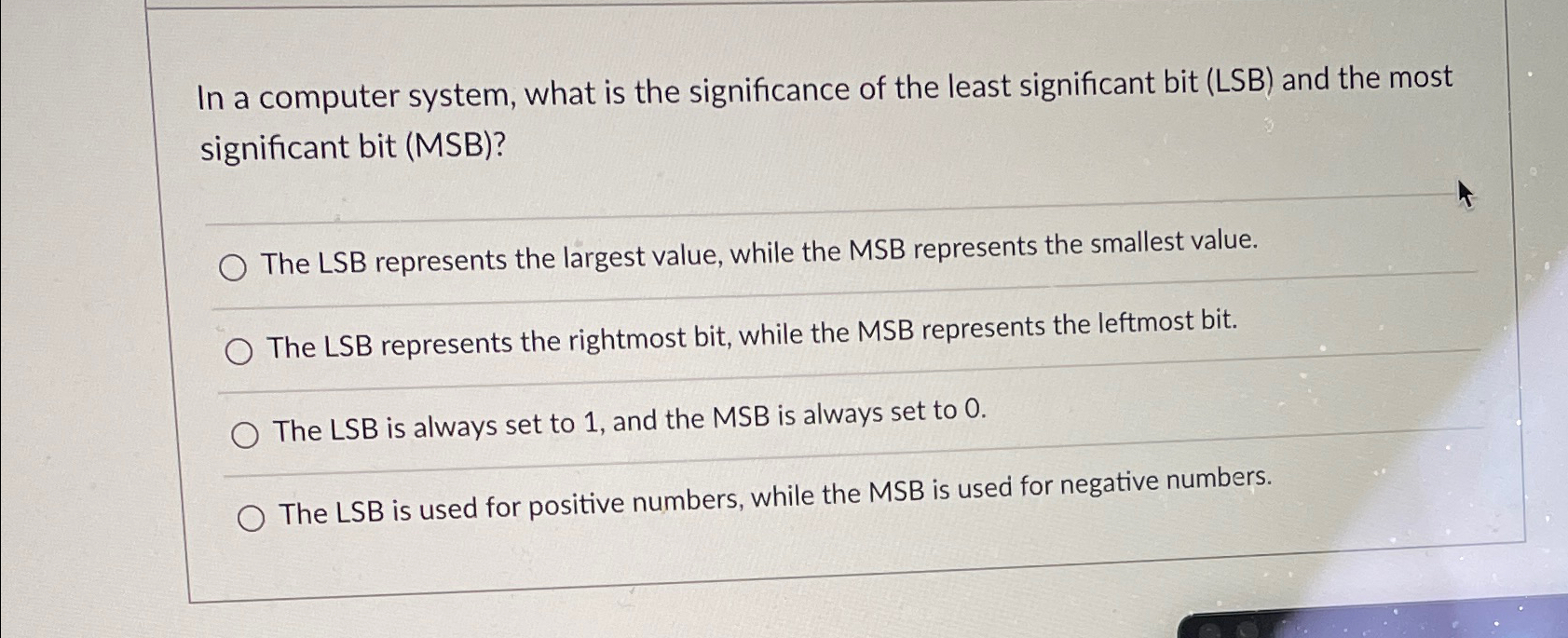 Solved In a computer system, what is the significance of the | Chegg.com