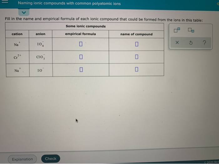 Solved Naming ionic compounds with common polyatomic ions | Chegg.com