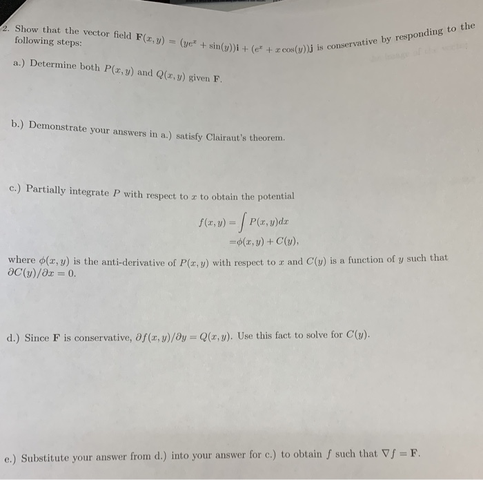 Solved Show That The Vector Field F T Y Yet Sin Chegg Com