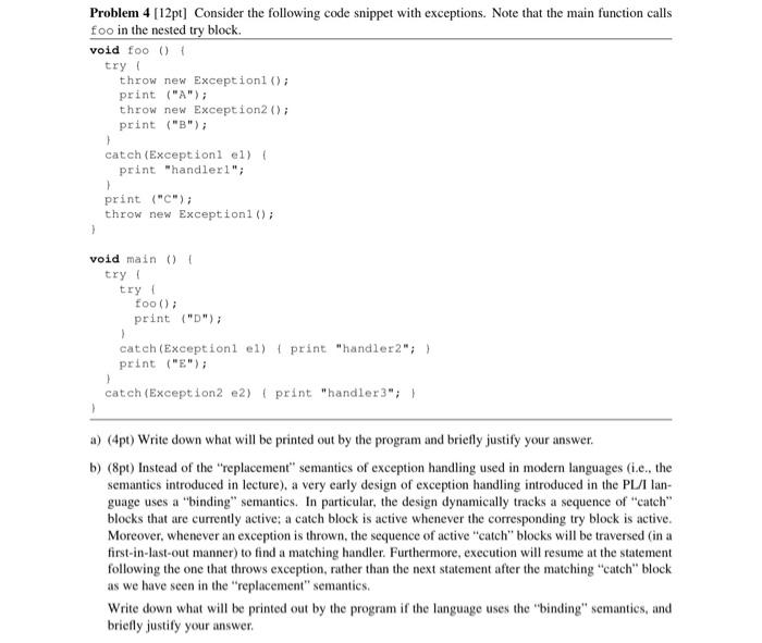Solved Problem 4 [12pt] Consider the following code snippet