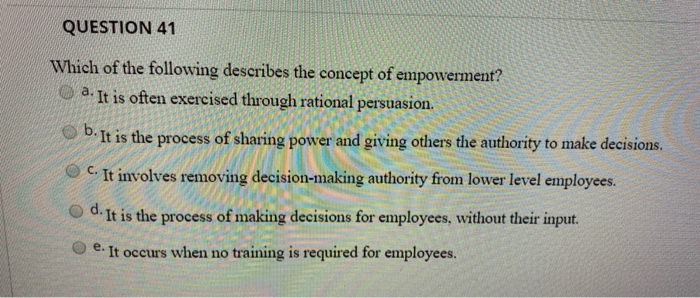 Solved QUESTION 41 Which of the following describes the | Chegg.com
