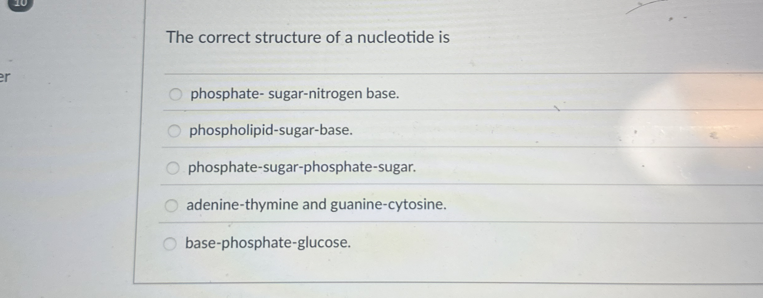 Solved The correct structure of a nucleotide | Chegg.com