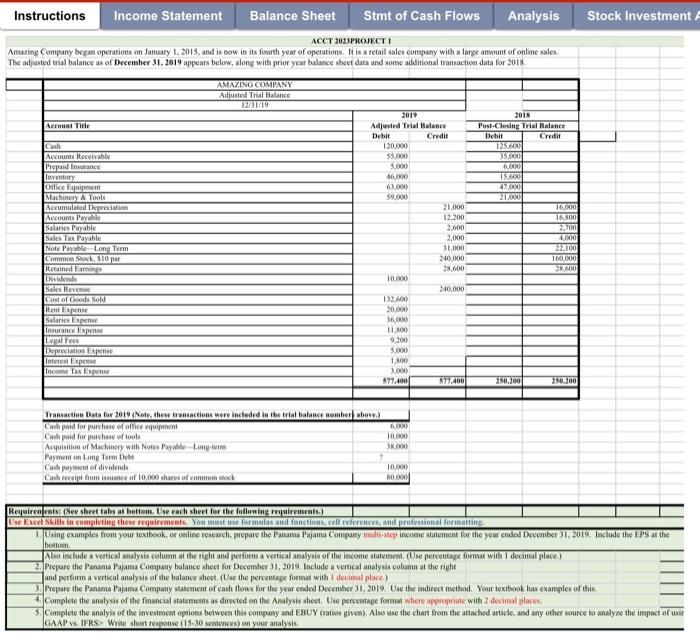Solved Instructions Statement Balance Sheet Stmt of