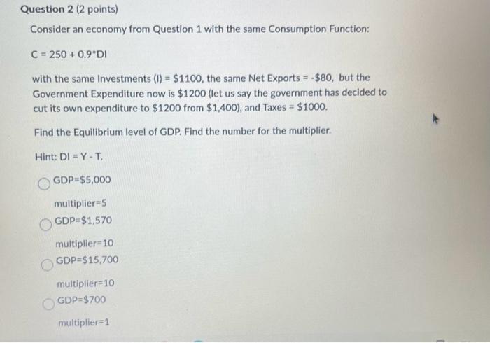 Solved Consider An Economy From Question 1 With The Same | Chegg.com