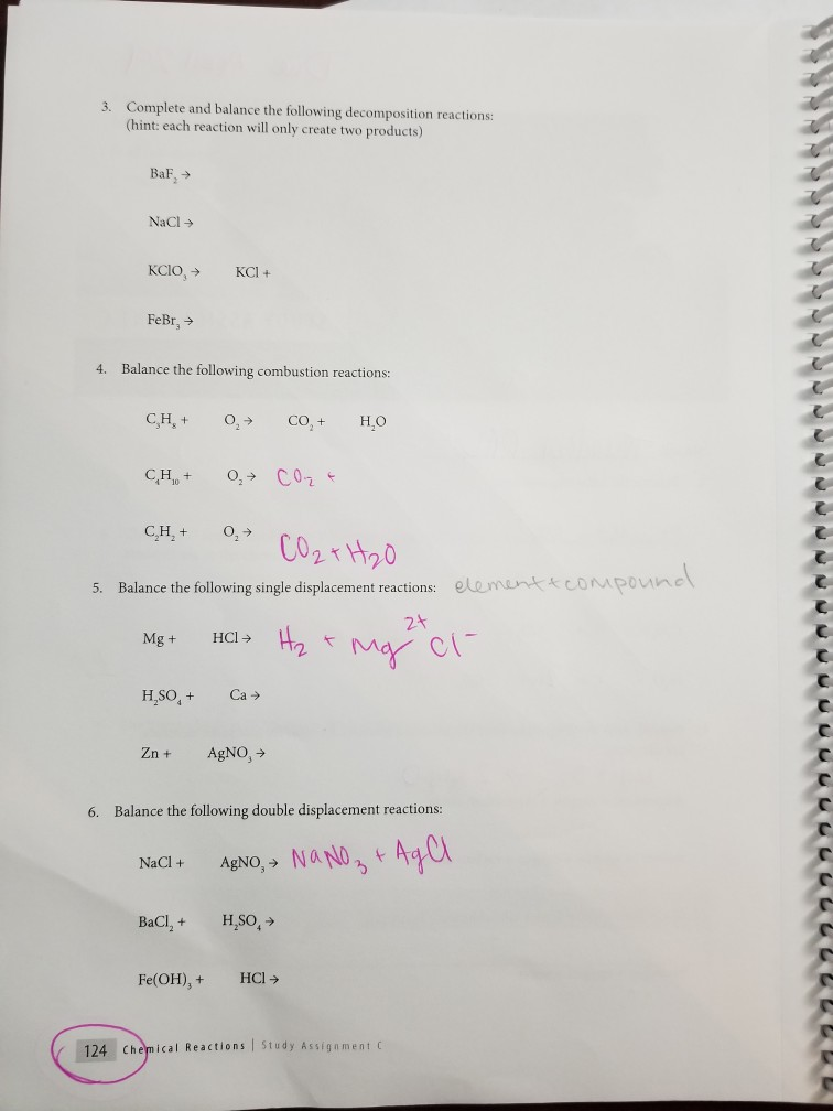 Solved 3. Complete And Balance The Following Decomposition | Chegg.com