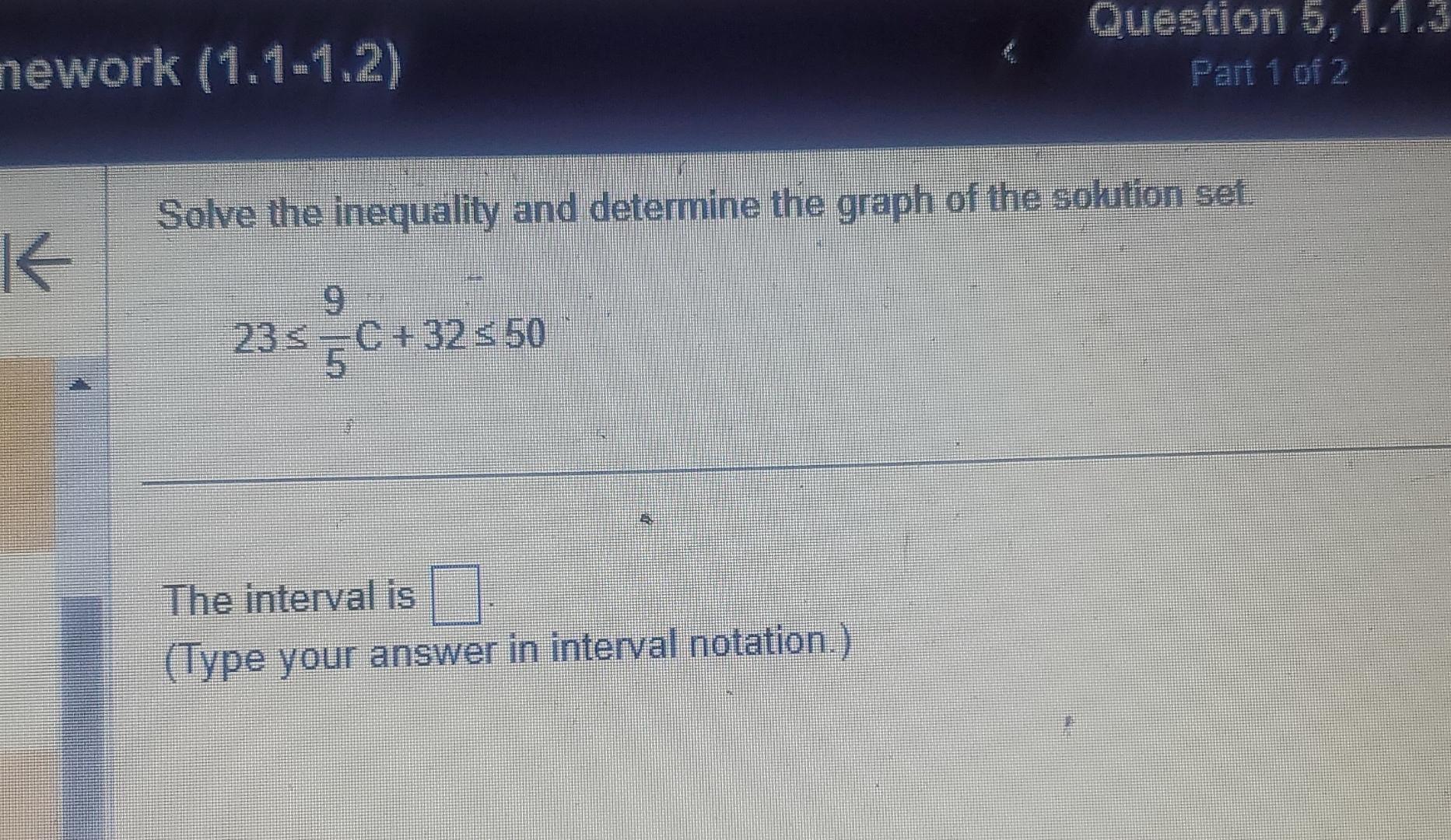 Solved nework (1.1-1.2)Solve the inequality and determine | Chegg.com