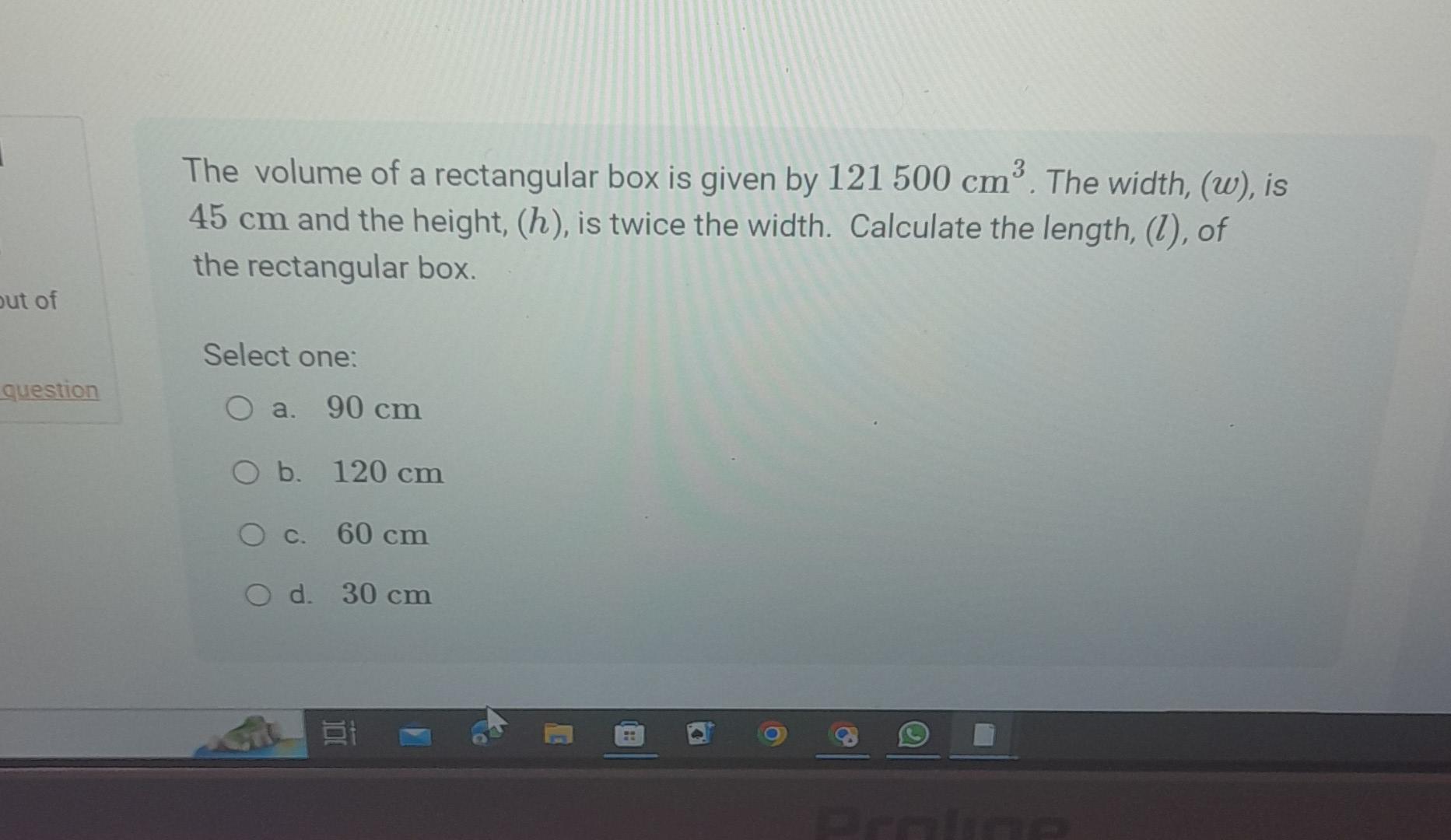 Solved The volume of a rectangular box is given by \\( | Chegg.com