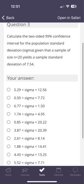 Solved Calculate the 95% confidence interval for the | Chegg.com