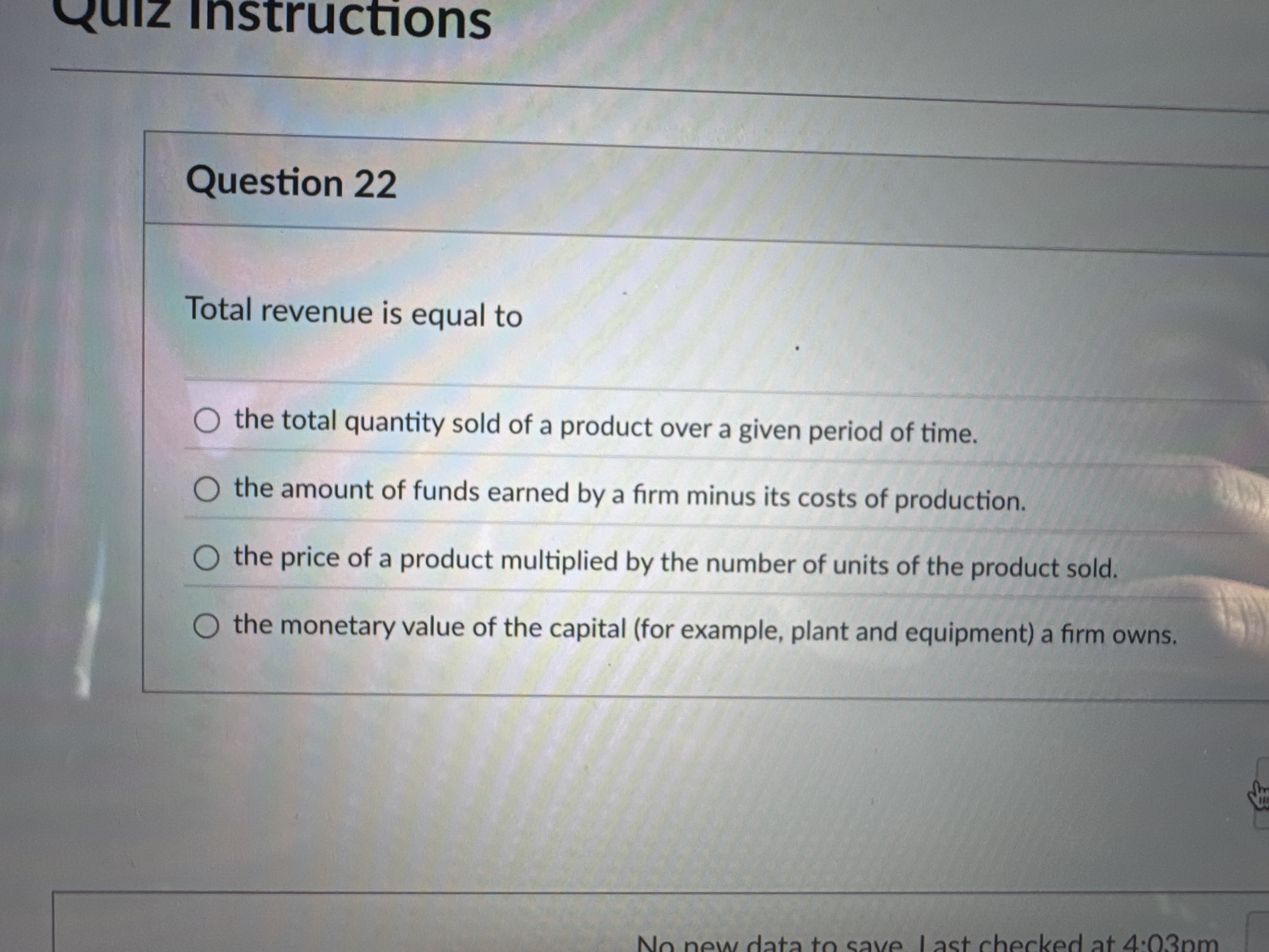 Total Revenue Example Questions Solved total revenue is equal to Question 22Total revenue is | Chegg.com