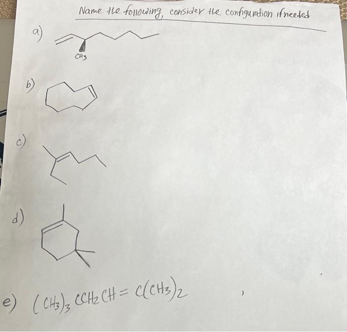 Solved Name the following, consider the configuration | Chegg.com