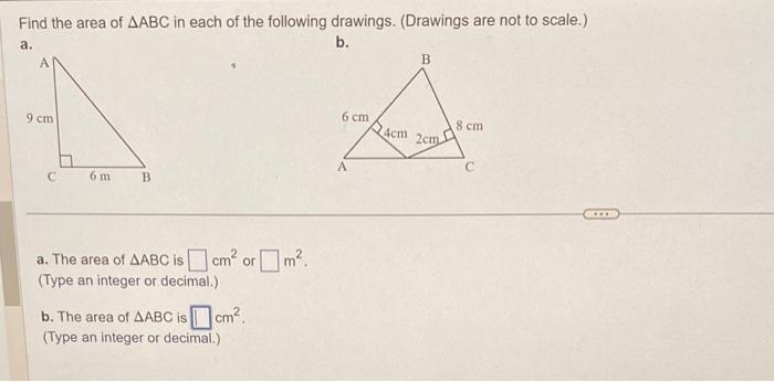 Solved Find the area of ABC in each of the following | Chegg.com