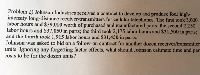 Solved Problem 2) Johnson Industries received a contract to | Chegg.com