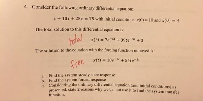 Solved 4. Consider The Following Ordinary Differential | Chegg.com