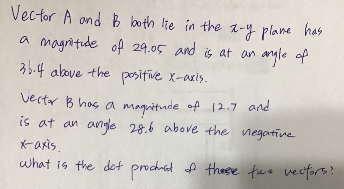 Solved Vector A And B Both Lie In The X-y Plane Has A | Chegg.com