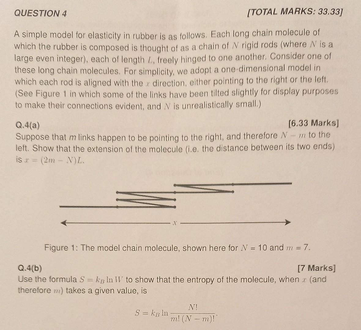 Solved A simple model for elasticity in rubber is as | Chegg.com