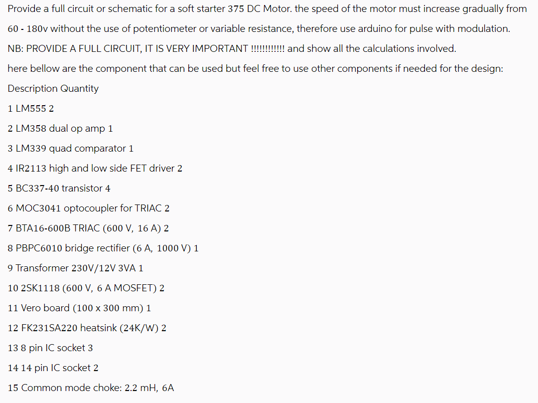 Solved Provide a full circuit or schematic for a soft | Chegg.com